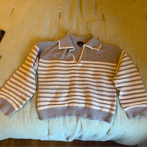 Lumiere Gray and Cream Knit sweater